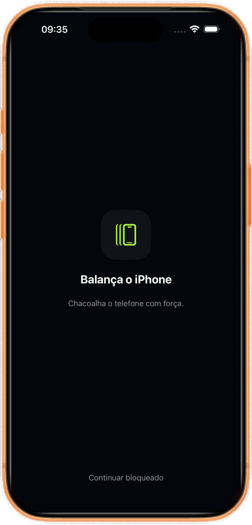 Escudo Insistente pedindo pra balançar o iPhone