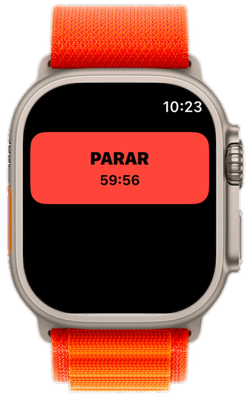 Apple Watch mostrando o app Impedo com o bloqueio ativo