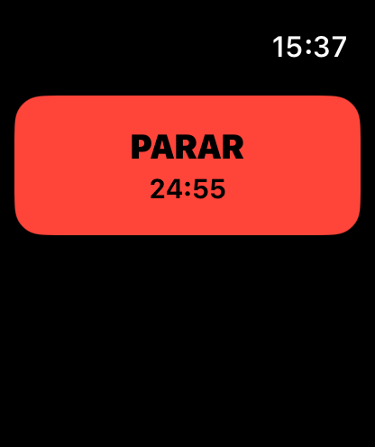 Apple Watch com o bloqueio ativo e a contagem regressiva no botão PARAR